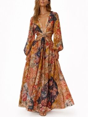 Zimmermann 100% Cotton Pattie Patchwork Long Dress AU 3 Maxi Romantic Resortwear